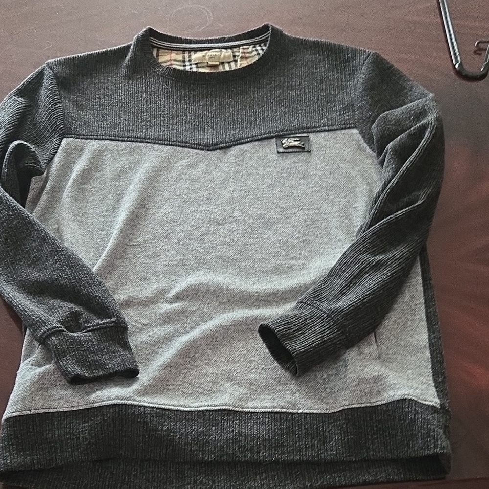 Burberry Two-Tone Gray Crewneck Sweater - Picture 1 of 4